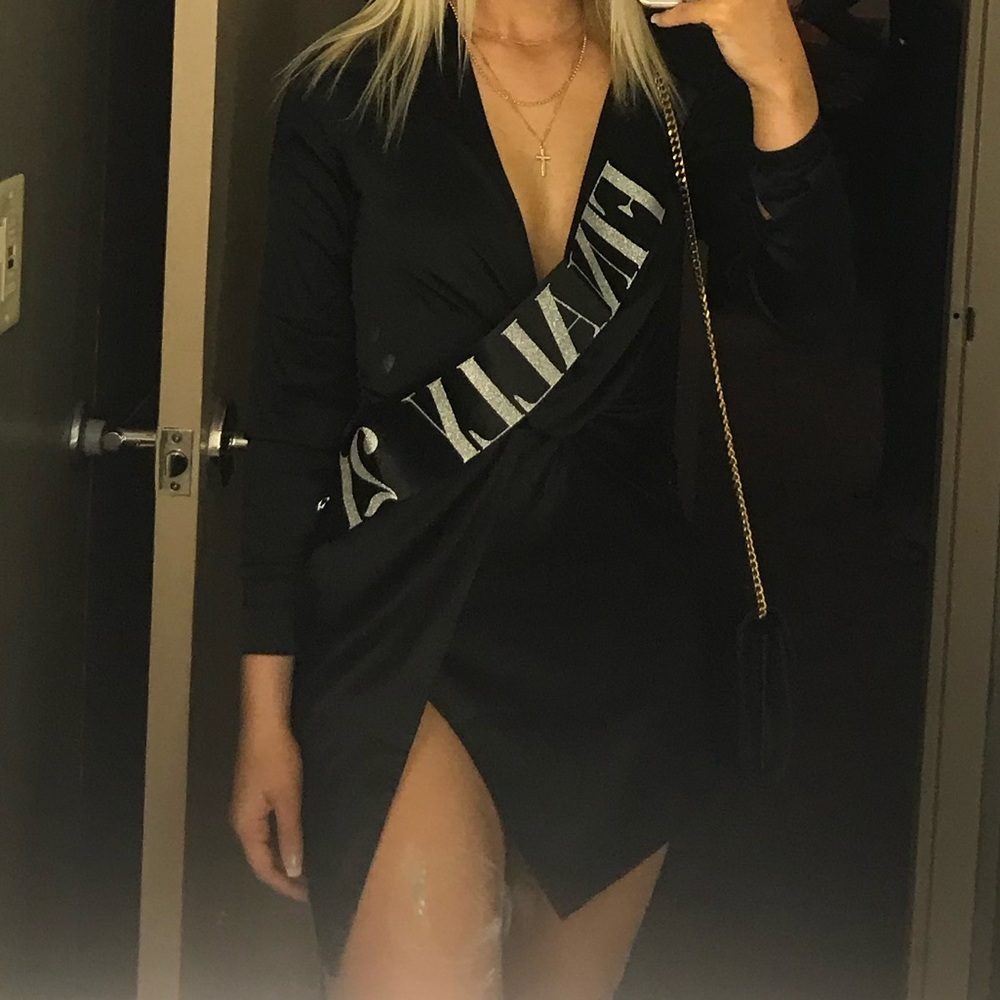 Black Slit Mini Dress